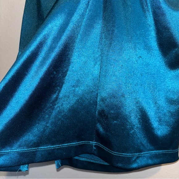 HOMECOMING DRESS Honey and Rosie Teal Satin Mini Size S - Picture 5 of 9
